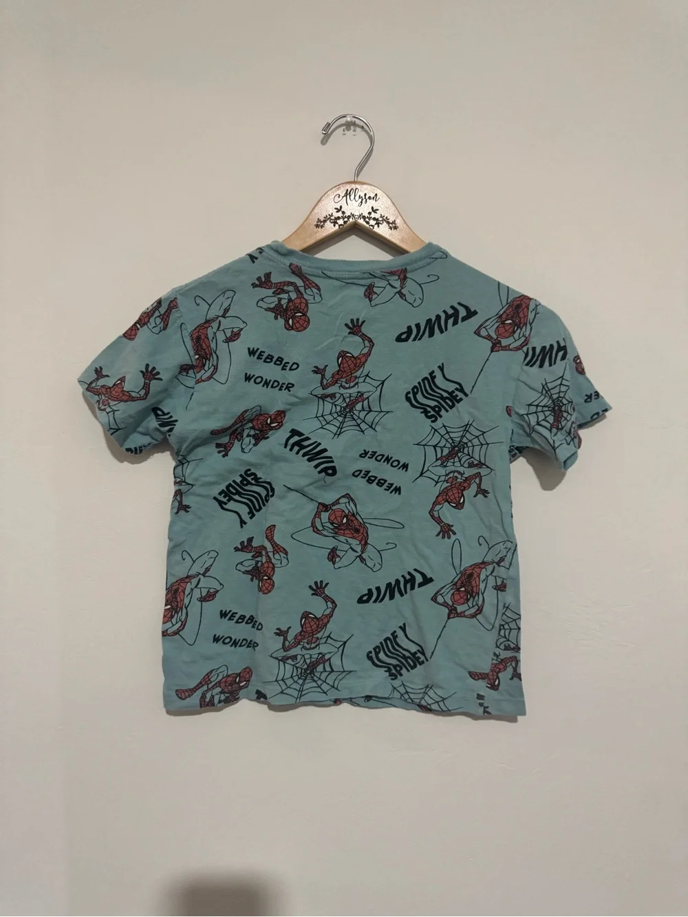 Marvel Spider-Man Allover Print Tee - Teal with Red & Black